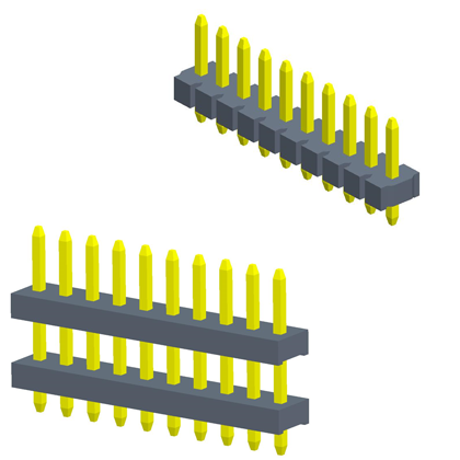 3.96mm排针 单排 180度 单塑/多塑 A型 白色无预断胶芯